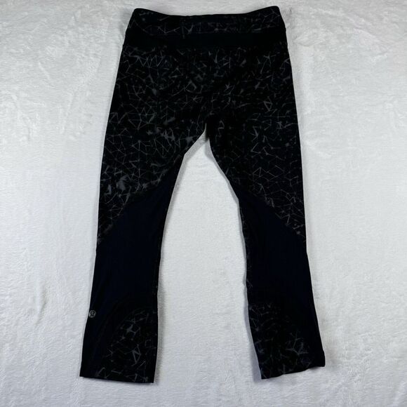 Lululemon Active Capri Black‎ Gray Womens 4 Gym CrossFit Athletic - Picture 6 of 12